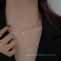 Shangjie Oem Joyas neueste goldplattierte Mode Einfache Halsketten Schmuck Zierzweigende Freundschaft Doppelte Herz Halsketten